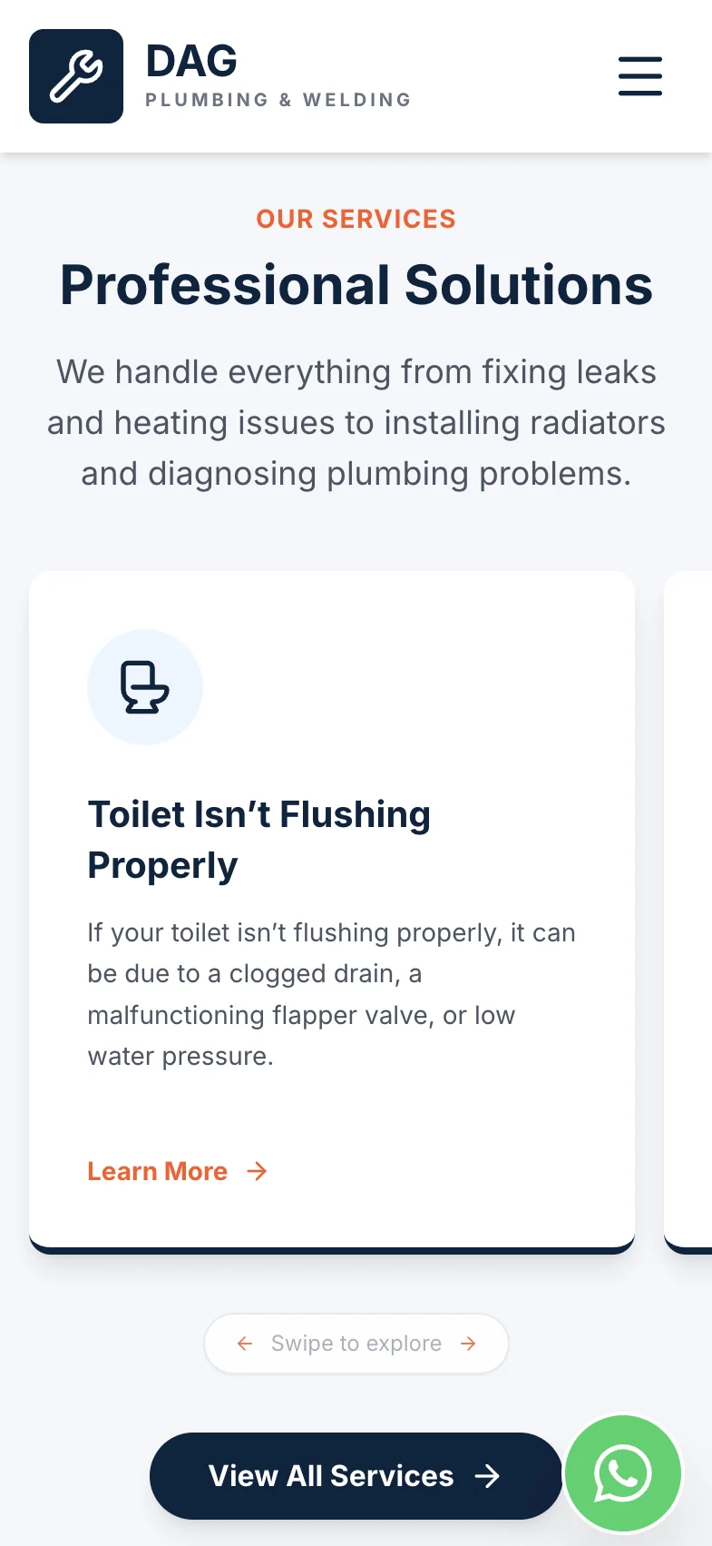 DAG Plumbing — Easy service discovery and quick contact on mobile