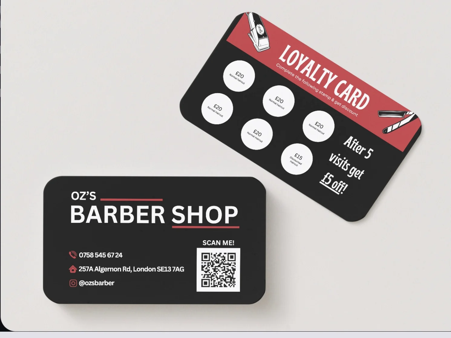 Oz's Barber Business Card — Design detail 4